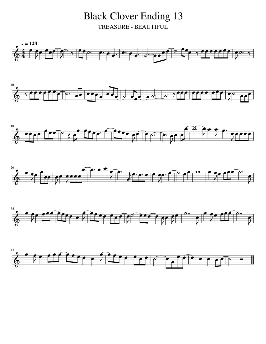 Black Clover Ending 13 Sheet Music for Flute (Solo) | MuseScore.com