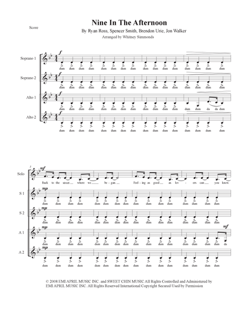 Nine In The Afternoon (Arr. Whitney Simmonds) - Panic At The Disco (Choral, SSA)