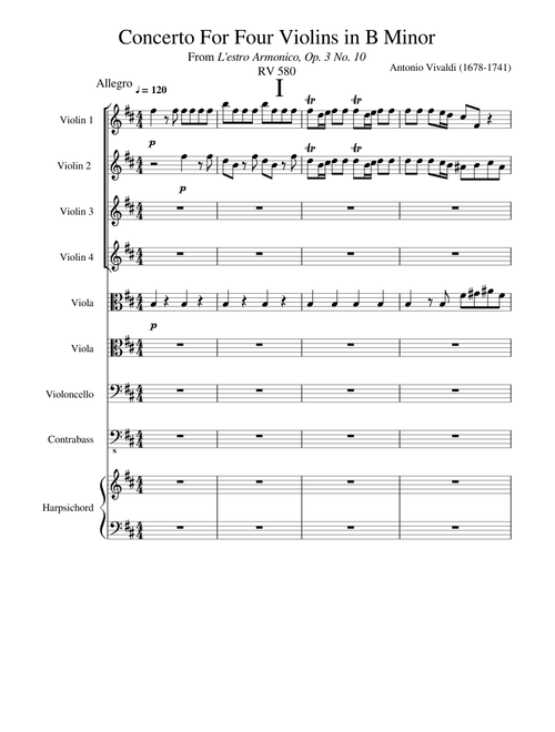 Concerto for Four Violins in B minor, RV 580