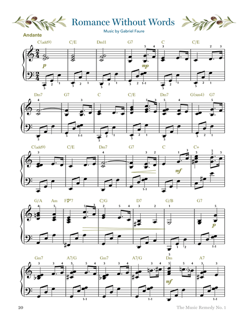 Romance Without Words (Romance sans paroles Op. 17 No. 3) (Arr. Gaili Schoen for TheMusicRemedy.com) - Gabriel Fauré (Guitar and Piano)