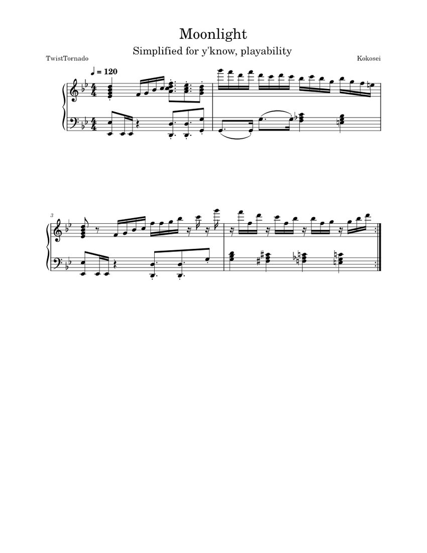 Moonlight Kokosei Moonlight Kokosei Sheet music for Piano (Solo