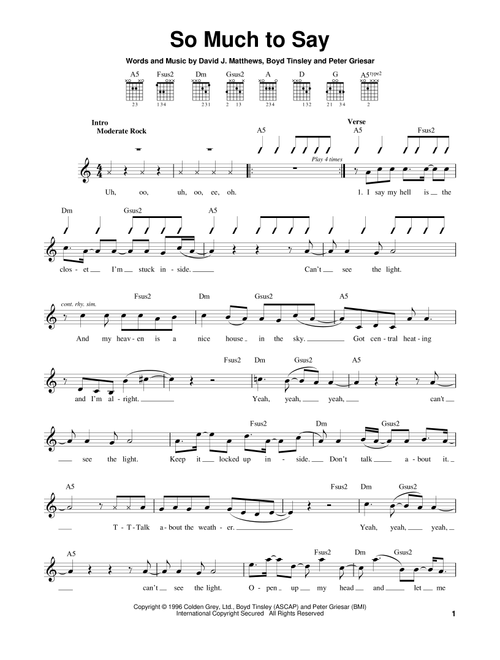 So Much To Say - Dave Matthews Band (Easy Guitar)