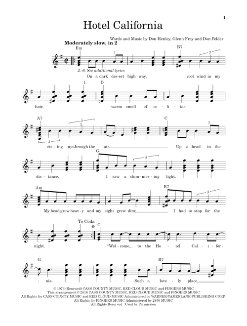 Hotel California - Eagles (Easy Guitar)