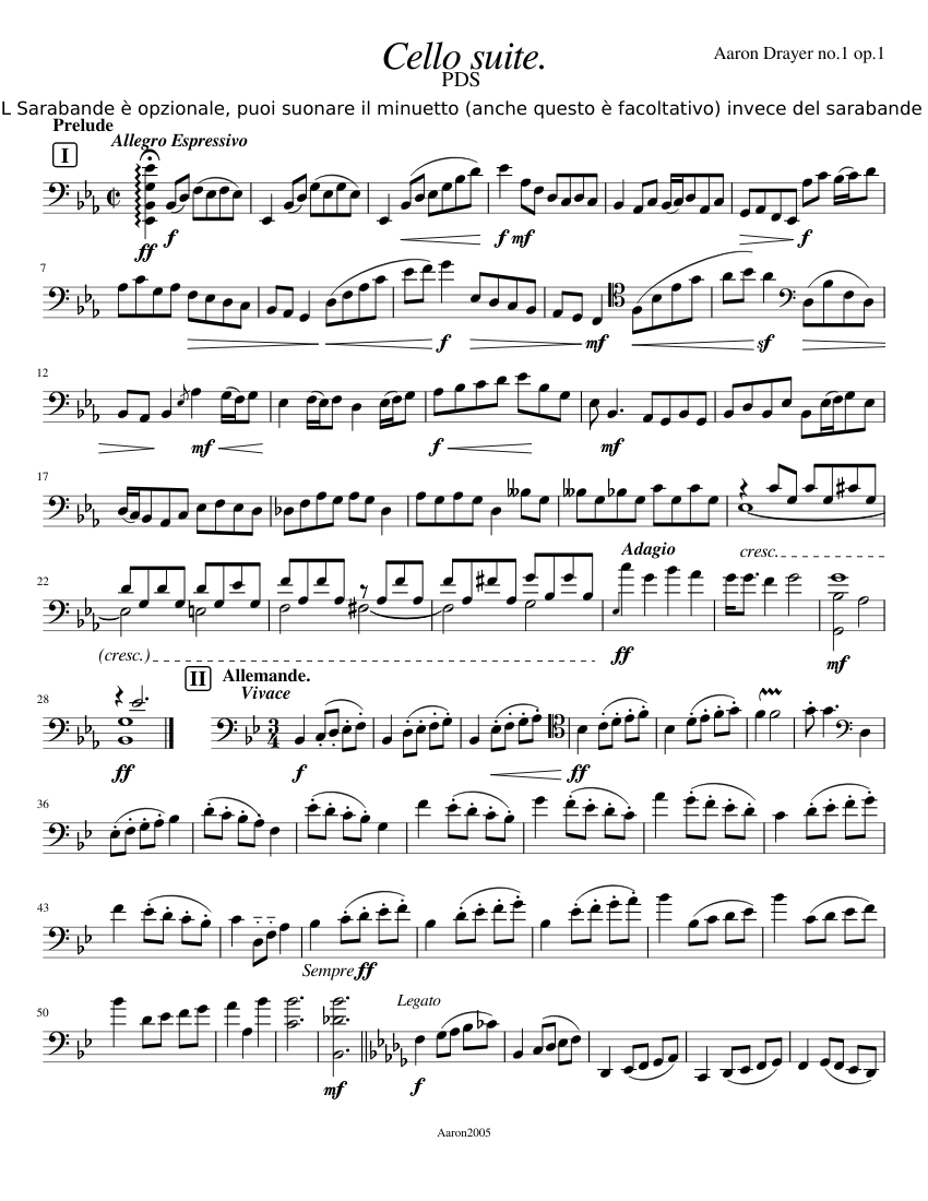 Cellosuiteno1 Sheet Music For Cello Solo 