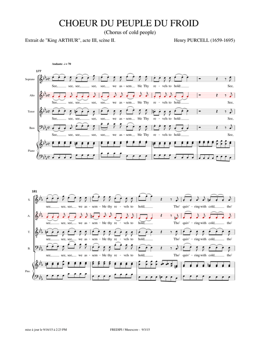 King Arthur, Z.628 - Chorus of cold people (Alti voice) - Henry Purcell