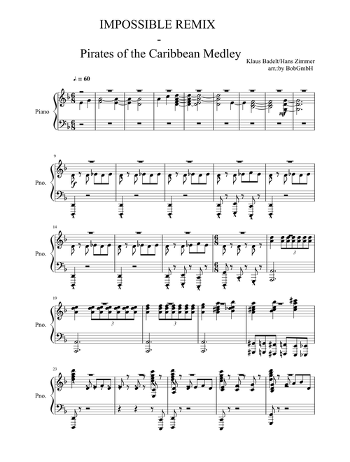 IMPOSSIBLE REMIX - Pirates of the Caribbean Medley arr. by BobGmbH