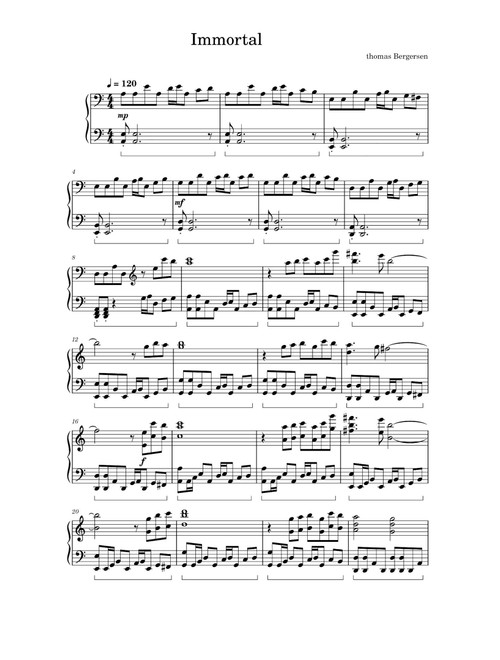 Immortal (Arr. Thomas Bergersen) (Piano Solo)