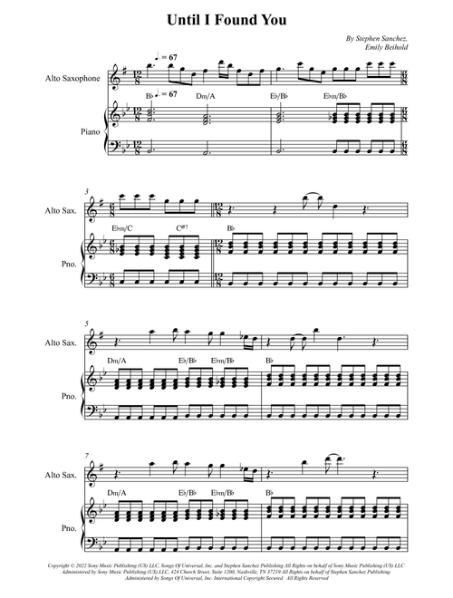 Until I Found You (Arr. Wesley S. SIlva) - Stephen Sanchez (Alto Sax and Piano)
