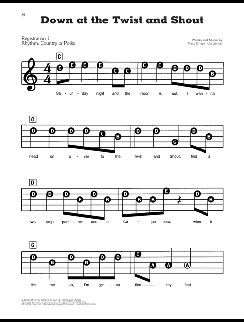 Down At The Twist And Shout - Mary Chapin Carpenter (E-Z Play Today)