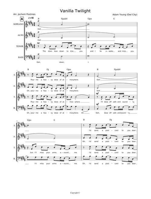 Owl City - Vanilla Twilight (SATB)