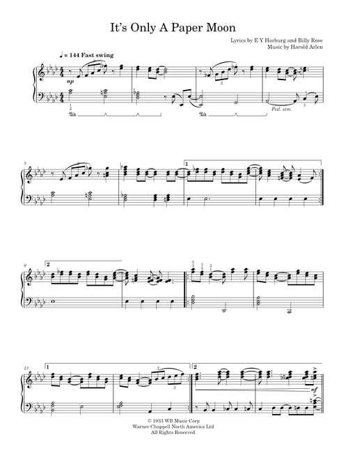 It's Only A Paper Moon - Nat King Cole (Piano-Voice-Guitar)