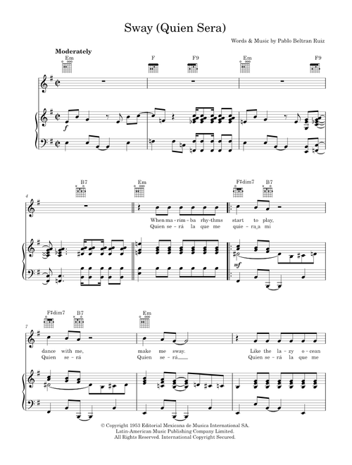Sway - Michael Bublé (Piano-Vocal-Guitar (Piano Accompaniment))