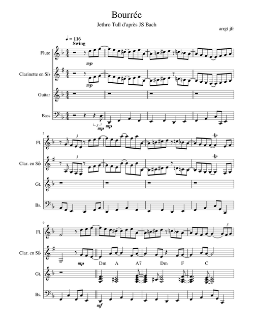Bourée Jethro Tull Bach clarinet intermediate – jif26