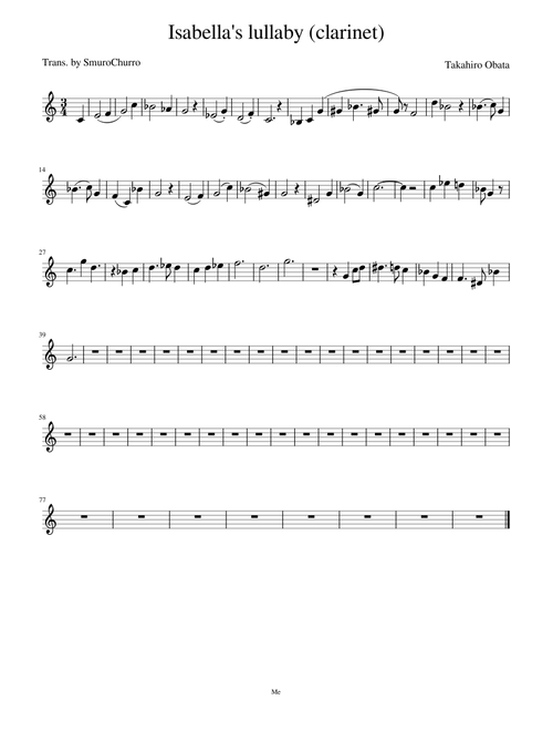 Isabella's lullaby/ Leslie's Melody for clarinet (Unfinished)