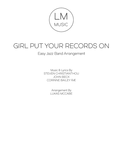 Put Your Records On (Arr. Lukas McCabe) - Corinne Bailey Rae (Piano-Vocal-Guitar)