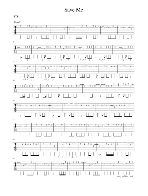 Save Me (Arr. Kirsten) - BTS (Guitar Tab)