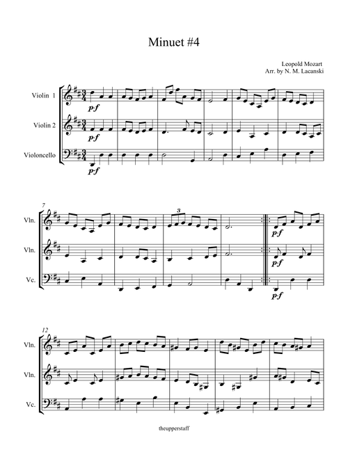 Minuet #4 (Arr. Nick Lacanski) - Mozart, Leopold (String Ensemble)