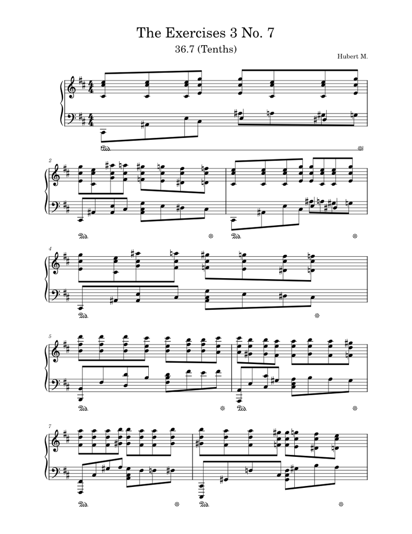 The exercises 3 no 7 36 7 tenths sheet music for piano solo