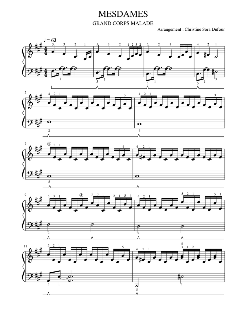 Paroles Grand Corps Malade Mesdames MESDAMES de Grand Corps Malade Sheet music for Piano (Solo) | Musescore.com