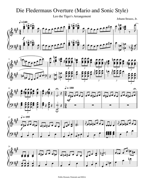 Die Fledermaus Overture (Mario and Sonic Style): Piano Only