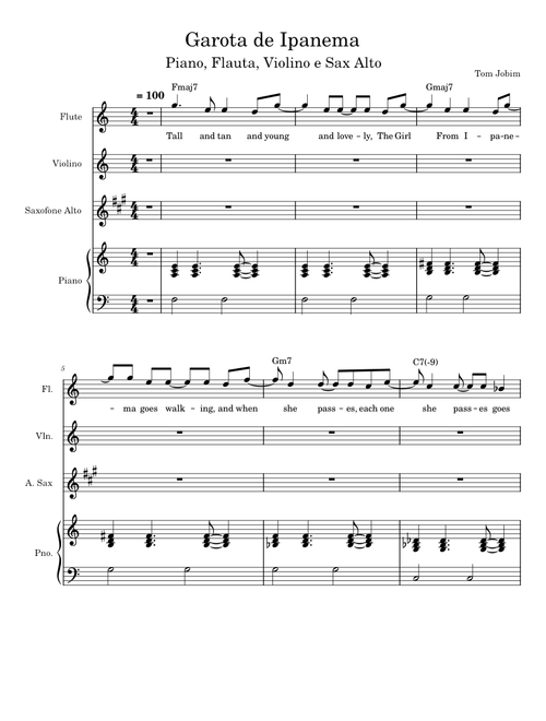 The Girl From Ipanema – Antônio Carlos Jobim The Girl From Ipanema for Quartet