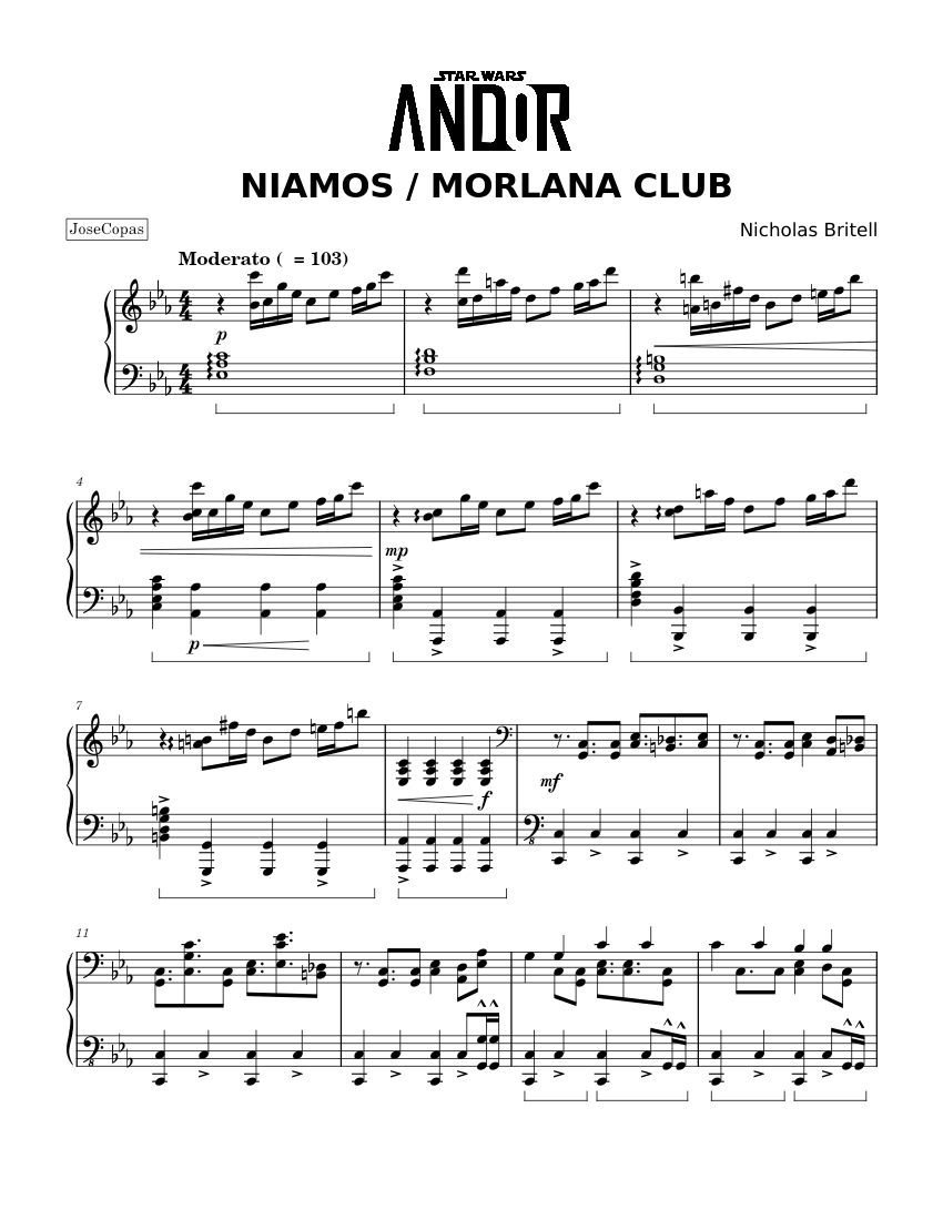 Niamos! (Morlana Club Mix) – Nicholas Britell Sheet Music for Piano ...