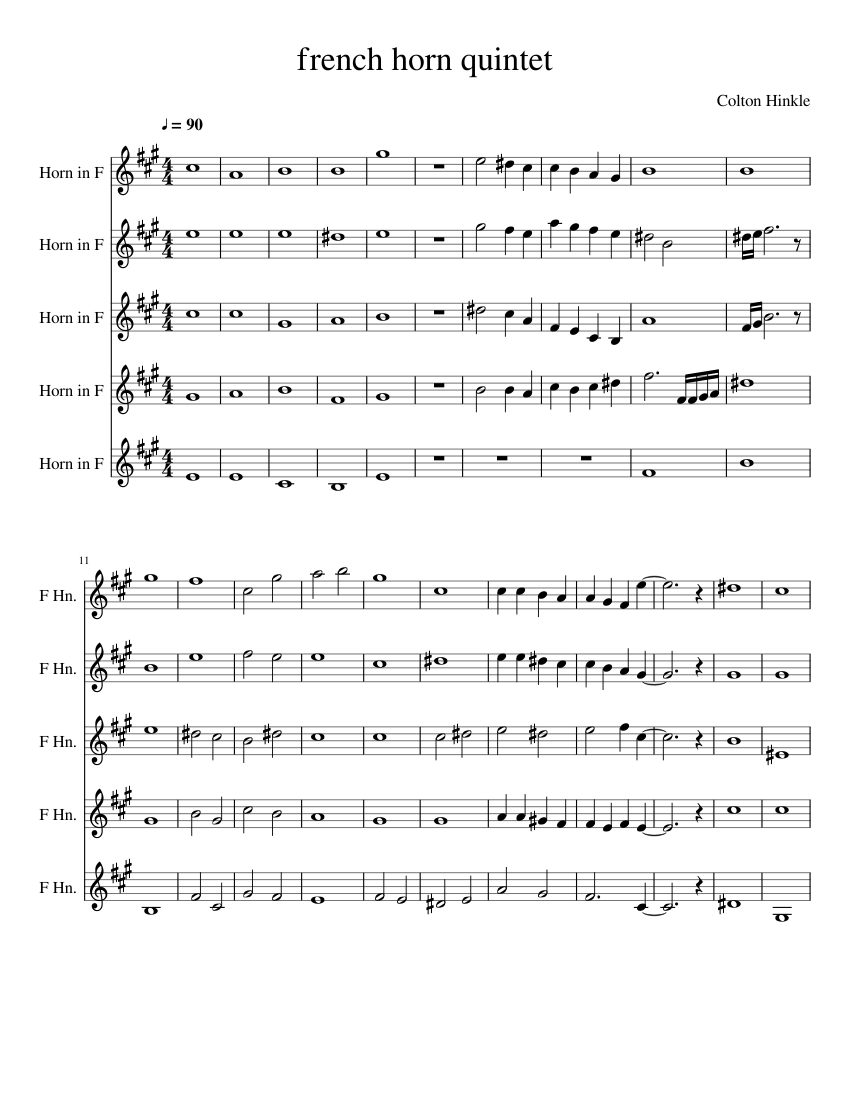 Horn Quintet Sheet music for French horn (Mixed Quintet) | Musescore.com