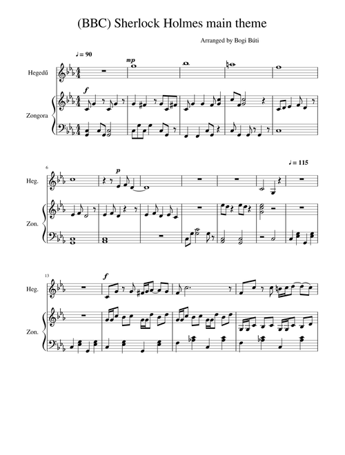 Bbc Sherlock Holmes Main Theme Sheet Music For Piano Violin Solo Musescore Com