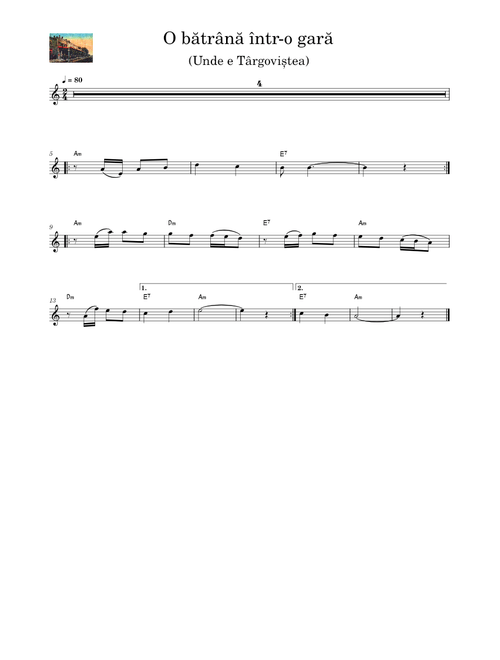 O Bătrană Intr O Gară Unde E Targoviștea Sheet Music For Piano Violin Solo Musescore Com