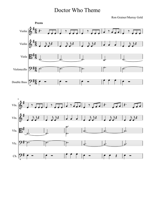 Doctor Who Theme Sheet Music For Violin Viola Mixed Trio Musescore Com