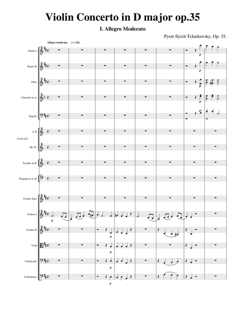 Tchaikovsky Violin Concerto 1st Movement Sheet Music For Violin Flute French Horn Strings Group More Instruments Mixed Ensemble Musescore Com